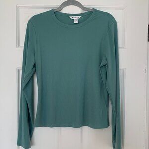 Athleta Signature Rib Crew Top in Trillium Green, size large